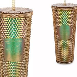 2023 Walt Disney World 50th Celebration Gold Bling Starbucks Studded Tumbler Cup